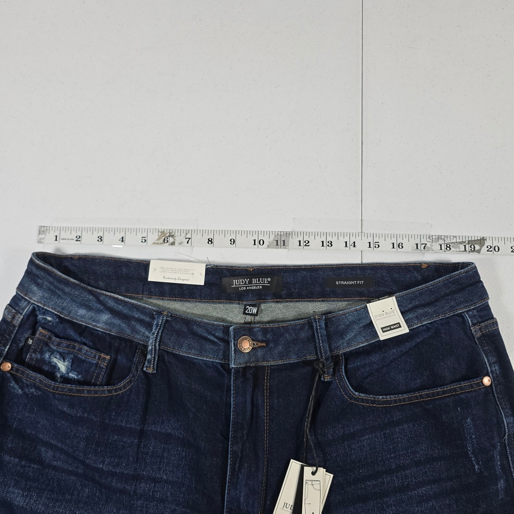 Judy Blue 20W Rigid Front Stretch Back Distressed Dark Wash Straight Leg Jeans‎ - Picture 4 of 10